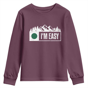 Funny Snowboard Ski Youth Sweatshirt I'm Easy Mountain Sign Retro Vintage TS11 Maroon Print Your Wear