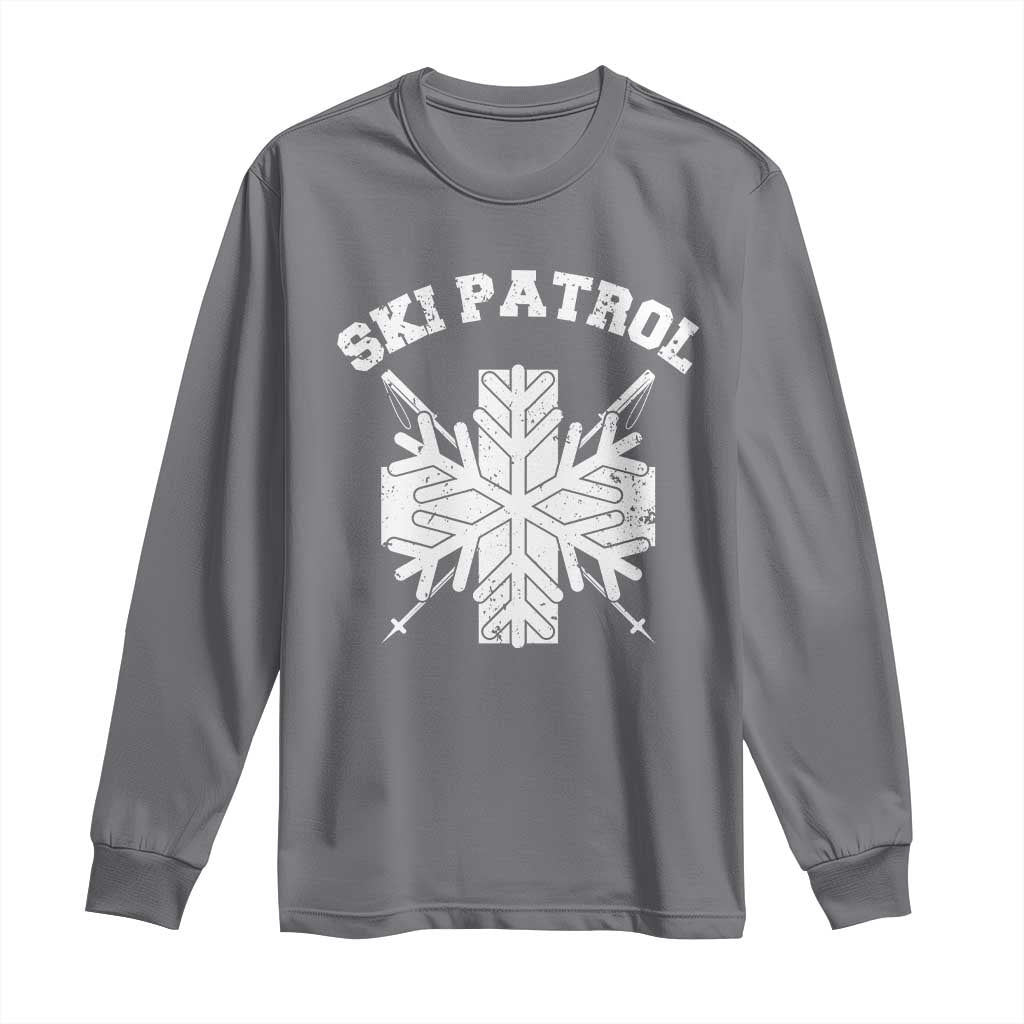Ski Patrol Long Sleeve Shirt Mountain Rescue Winter Slopes Skiing Snowboarding TS11 Charcoal Print Your Wear