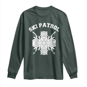 Ski Patrol Long Sleeve Shirt Mountain Rescue Winter Slopes Skiing Snowboarding TS11 Dark Forest Green Print Your Wear