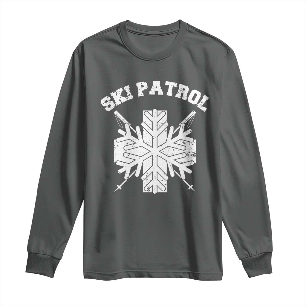 Ski Patrol Long Sleeve Shirt Mountain Rescue Winter Slopes Skiing Snowboarding TS11 Dark Heather Print Your Wear
