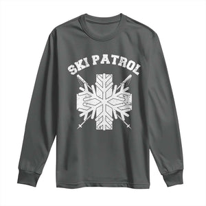 Ski Patrol Long Sleeve Shirt Mountain Rescue Winter Slopes Skiing Snowboarding TS11 Dark Heather Print Your Wear