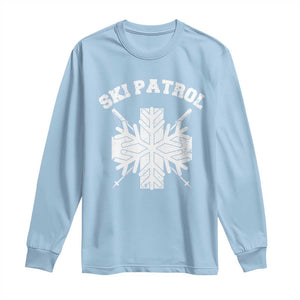 Ski Patrol Long Sleeve Shirt Mountain Rescue Winter Slopes Skiing Snowboarding TS11 Light Blue Print Your Wear