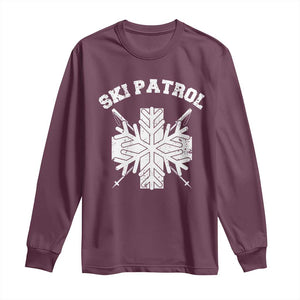 Ski Patrol Long Sleeve Shirt Mountain Rescue Winter Slopes Skiing Snowboarding TS11 Maroon Print Your Wear