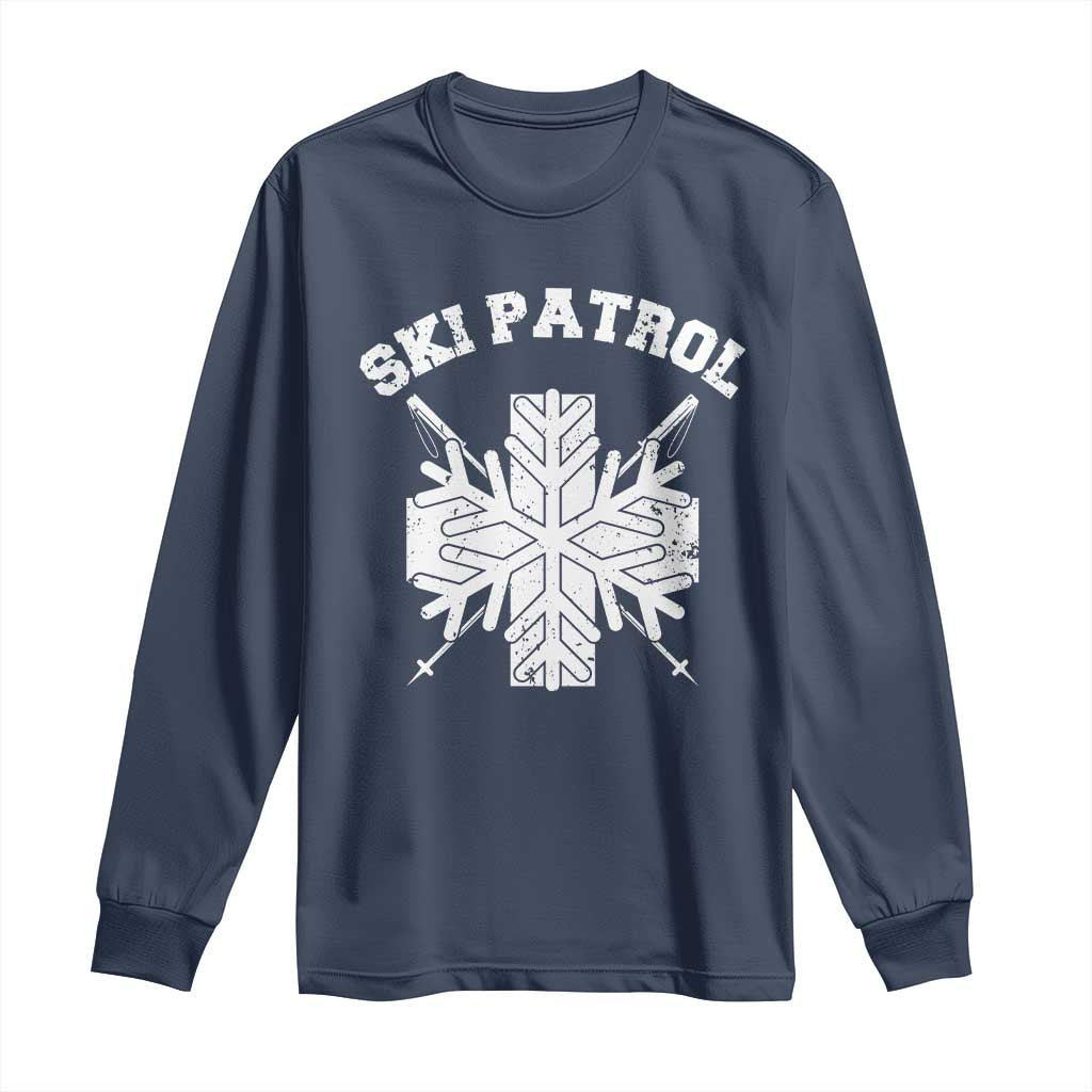 Ski Patrol Long Sleeve Shirt Mountain Rescue Winter Slopes Skiing Snowboarding TS11 Navy Print Your Wear