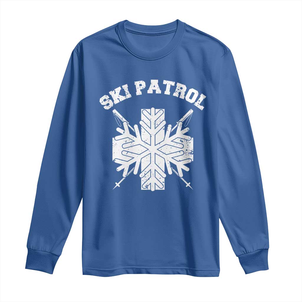 Ski Patrol Long Sleeve Shirt Mountain Rescue Winter Slopes Skiing Snowboarding TS11 Royal Blue Print Your Wear