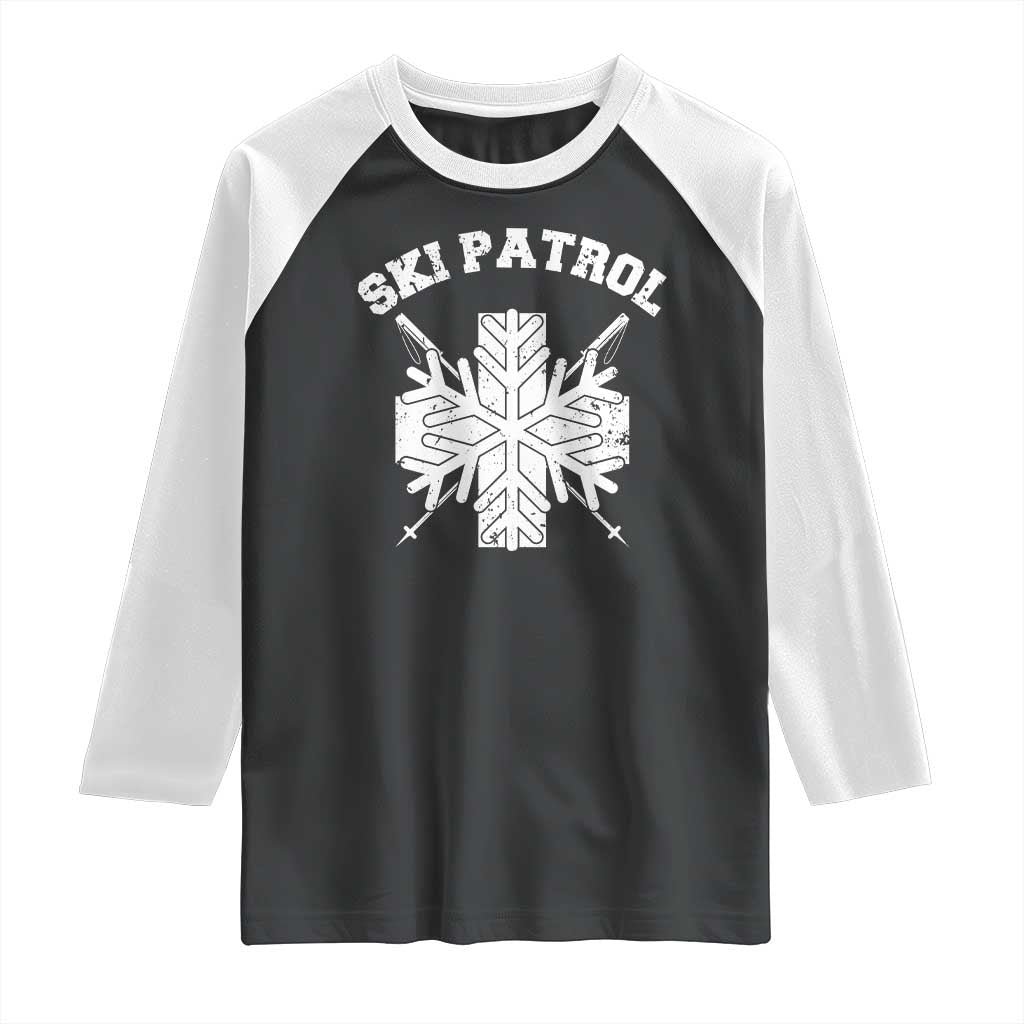 Ski Patrol Raglan Shirt Mountain Rescue Winter Slopes Skiing Snowboarding TS11 Black White Print Your Wear