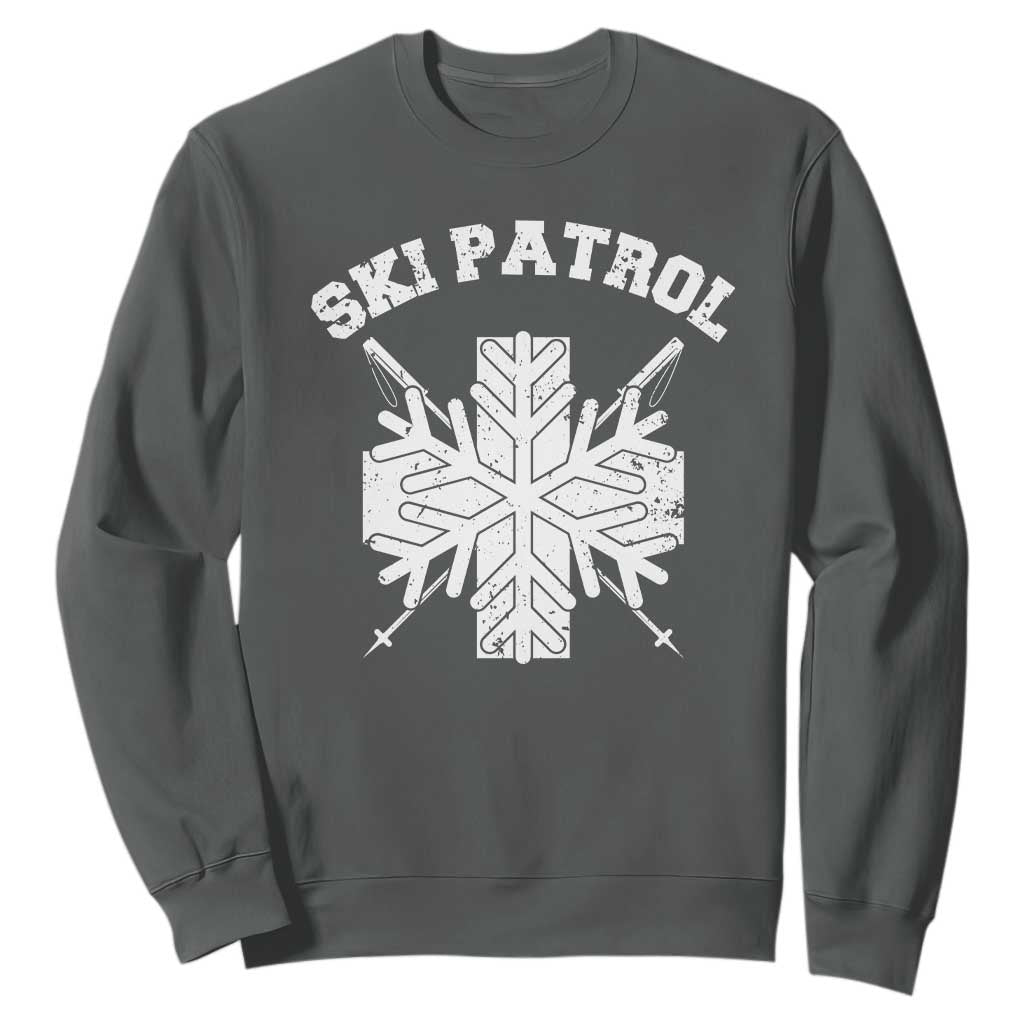 Ski Patrol Sweatshirt Mountain Rescue Winter Slopes Skiing Snowboarding TS11 Dark Heather Print Your Wear