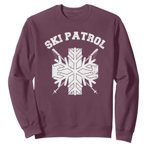 Ski Patrol Sweatshirt Mountain Rescue Winter Slopes Skiing Snowboarding TS11 Maroon Print Your Wear