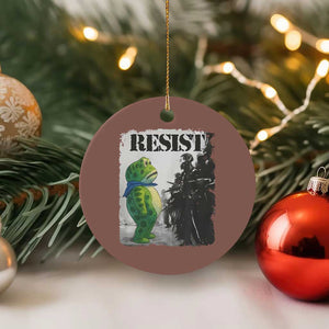 Frog Resist Ceramic Ornament Portland Frog Activist Protest City Art TS11 1pc Mocha Print Your Wear