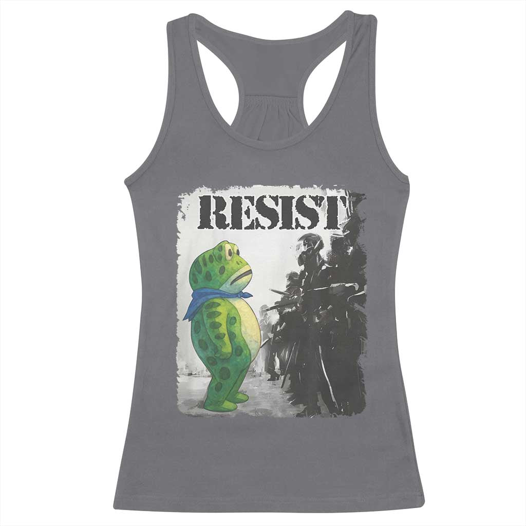 Frog Resist Racerback Tank Top Portland Frog Activist Protest City Art TS11 Charcoal Print Your Wear