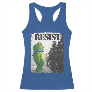 Frog Resist Racerback Tank Top Portland Frog Activist Protest City Art TS11 Royal Blue Print Your Wear