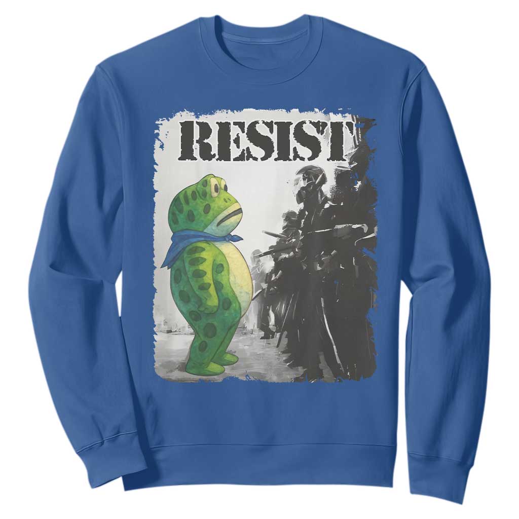 Frog Resist Sweatshirt Portland Frog Activist Protest City Art TS11 Royal Blue Print Your Wear