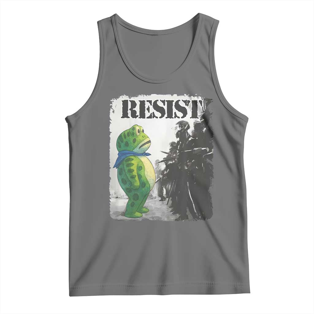 Frog Resist Tank Top Portland Frog Activist Protest City Art TS11 Black Heather Print Your Wear