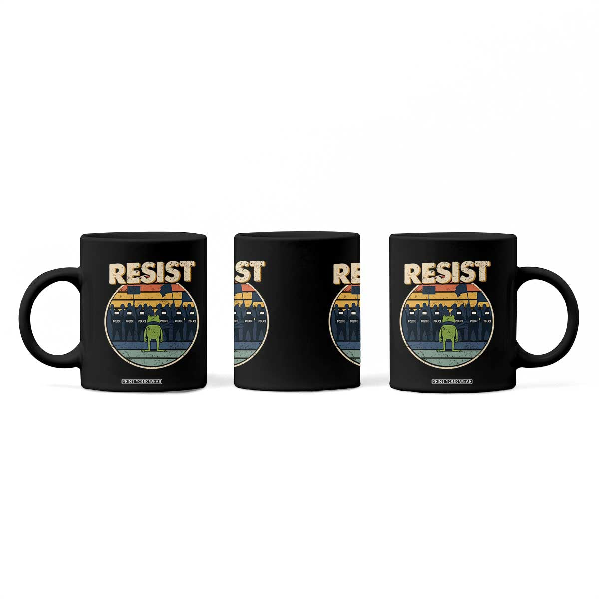 Frog Resist Coffee Mug Portland Frog Activist Protest Retro Sunset TS11 Print Your Wear
