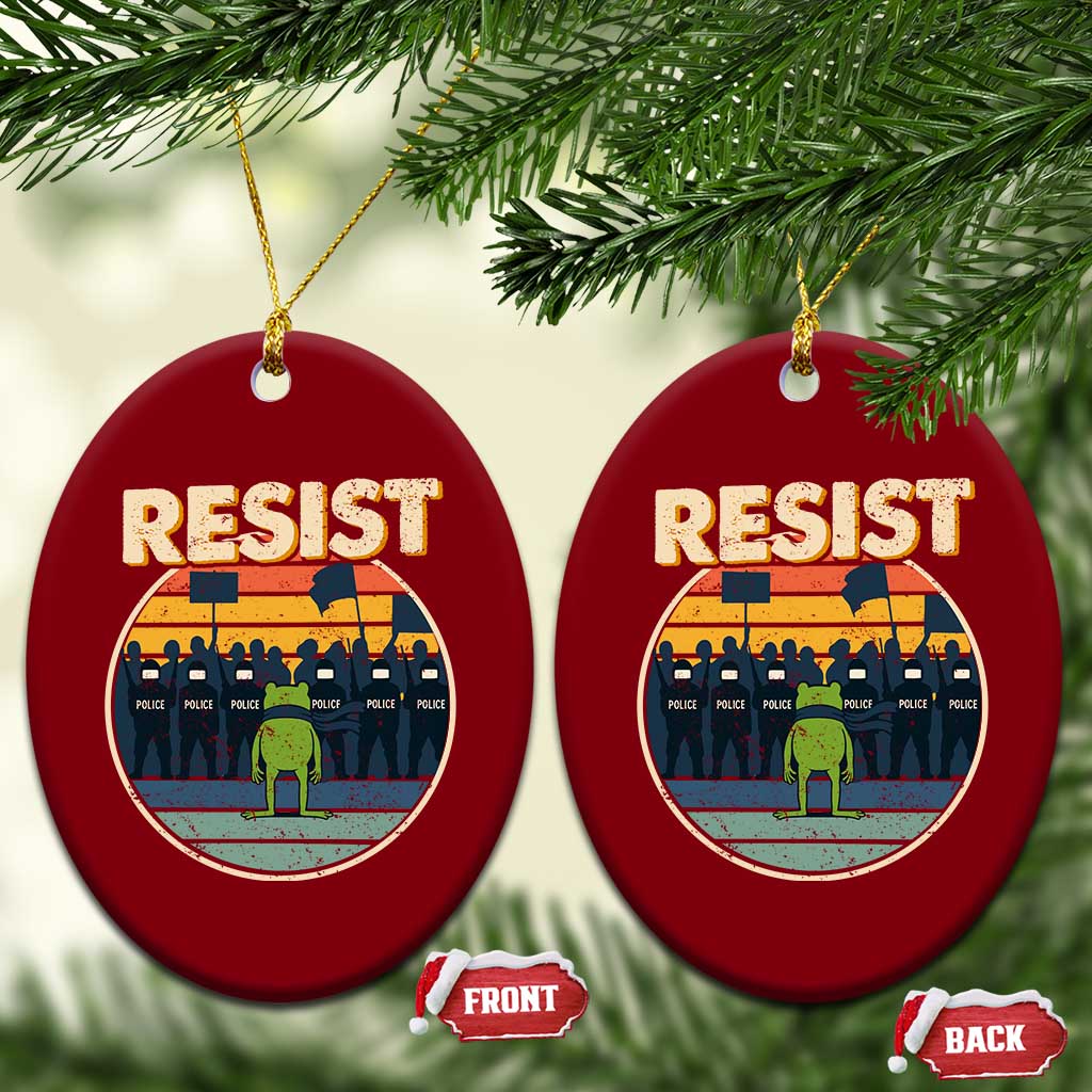 Frog Resist Ceramic Ornament Portland Frog Activist Protest Retro Sunset TS11 Print Your Wear