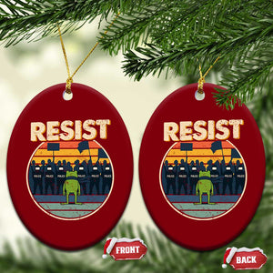 Frog Resist Ceramic Ornament Portland Frog Activist Protest Retro Sunset TS11 Print Your Wear