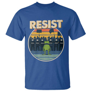 Frog Resist T Shirt Portland Frog Activist Protest Retro Sunset TS11 Royal Blue Print Your Wear