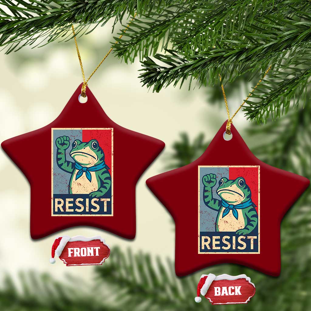 Frog Resist Ceramic Ornament Portland Frog Raised Fist Poster Graphic TS11 Print Your Wear