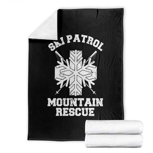 Ski Patrol Mountain Rescue Throw Blanket Winter Slopes Skiing Snowboarding Snowflake TS11 Black Print Your Wear