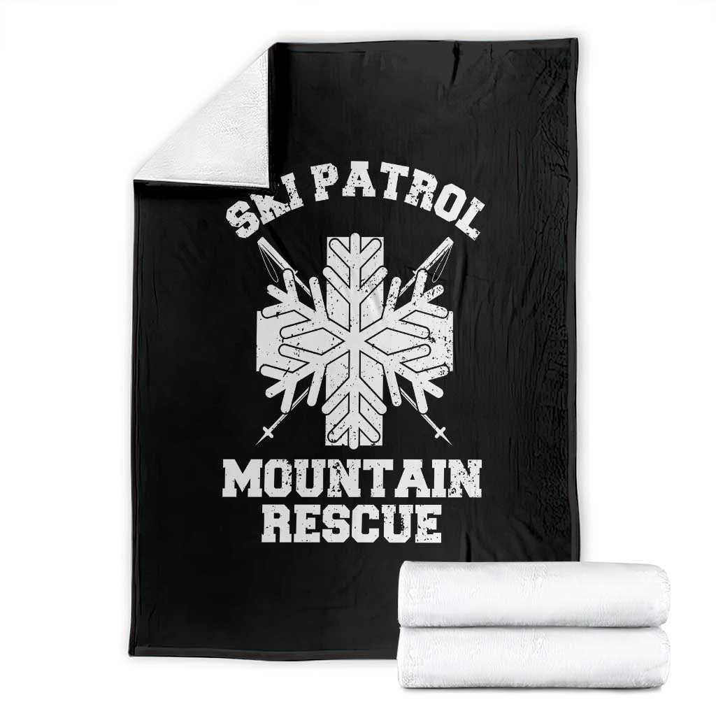 Ski Patrol Mountain Rescue Throw Blanket Winter Slopes Skiing Snowboarding Snowflake TS11 Black Print Your Wear