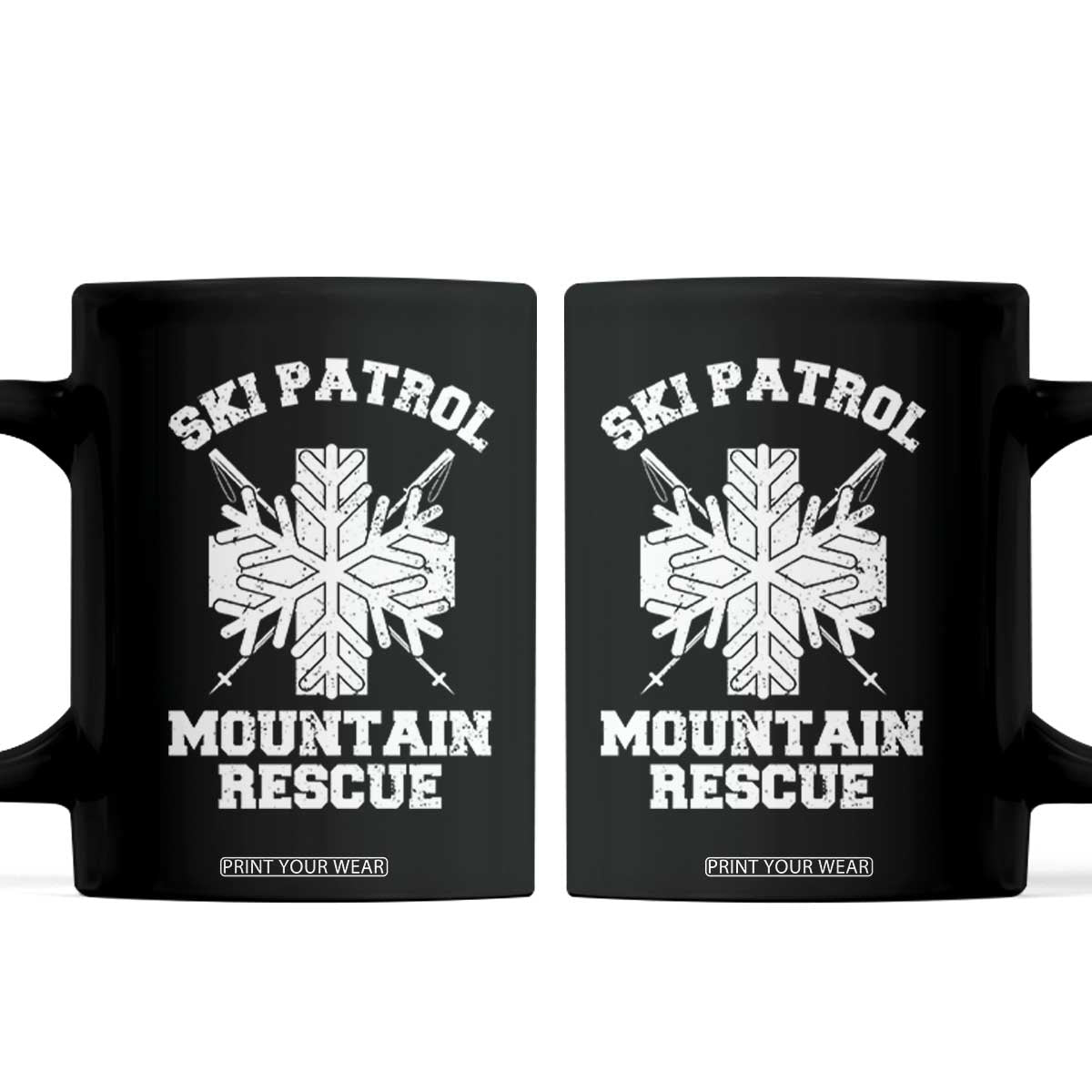Ski Patrol Mountain Rescue Coffee Mug Winter Slopes Skiing Snowboarding Snowflake TS11 Black Print Your Wear
