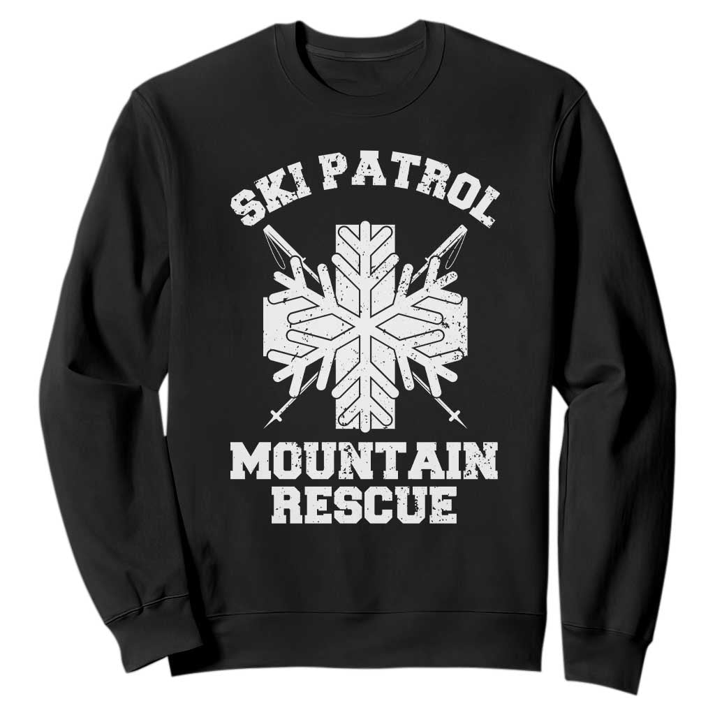 Ski Patrol Mountain Rescue Sweatshirt Winter Slopes Skiing Snowboarding Snowflake TS11 Black Print Your Wear