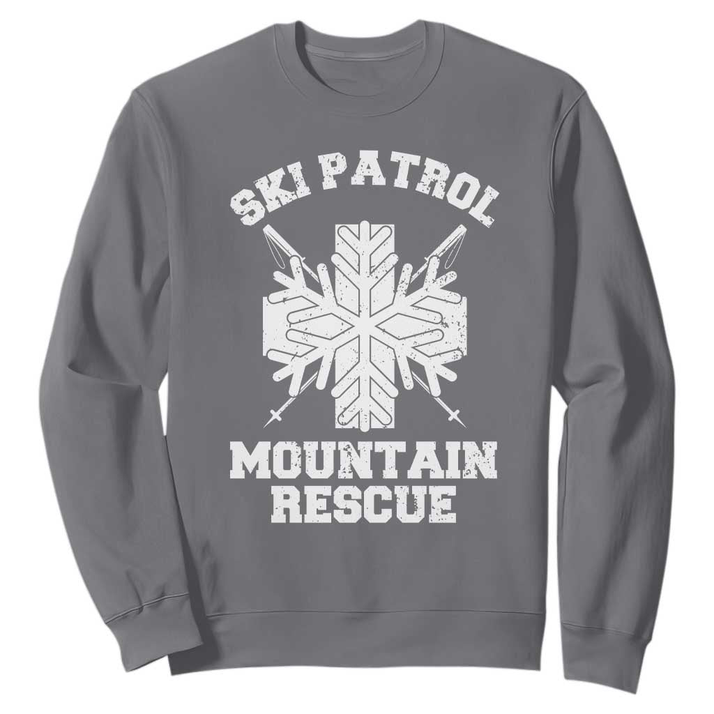 Ski Patrol Mountain Rescue Sweatshirt Winter Slopes Skiing Snowboarding Snowflake TS11 Charcoal Print Your Wear