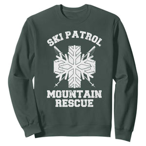 Ski Patrol Mountain Rescue Sweatshirt Winter Slopes Skiing Snowboarding Snowflake TS11 Dark Forest Green Print Your Wear