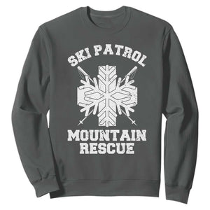 Ski Patrol Mountain Rescue Sweatshirt Winter Slopes Skiing Snowboarding Snowflake TS11 Dark Heather Print Your Wear