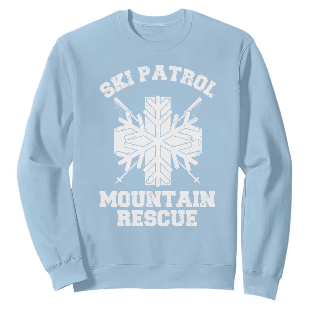 Ski Patrol Mountain Rescue Sweatshirt Winter Slopes Skiing Snowboarding Snowflake TS11 Light Blue Print Your Wear