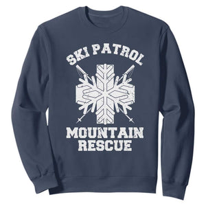 Ski Patrol Mountain Rescue Sweatshirt Winter Slopes Skiing Snowboarding Snowflake TS11 Navy Print Your Wear