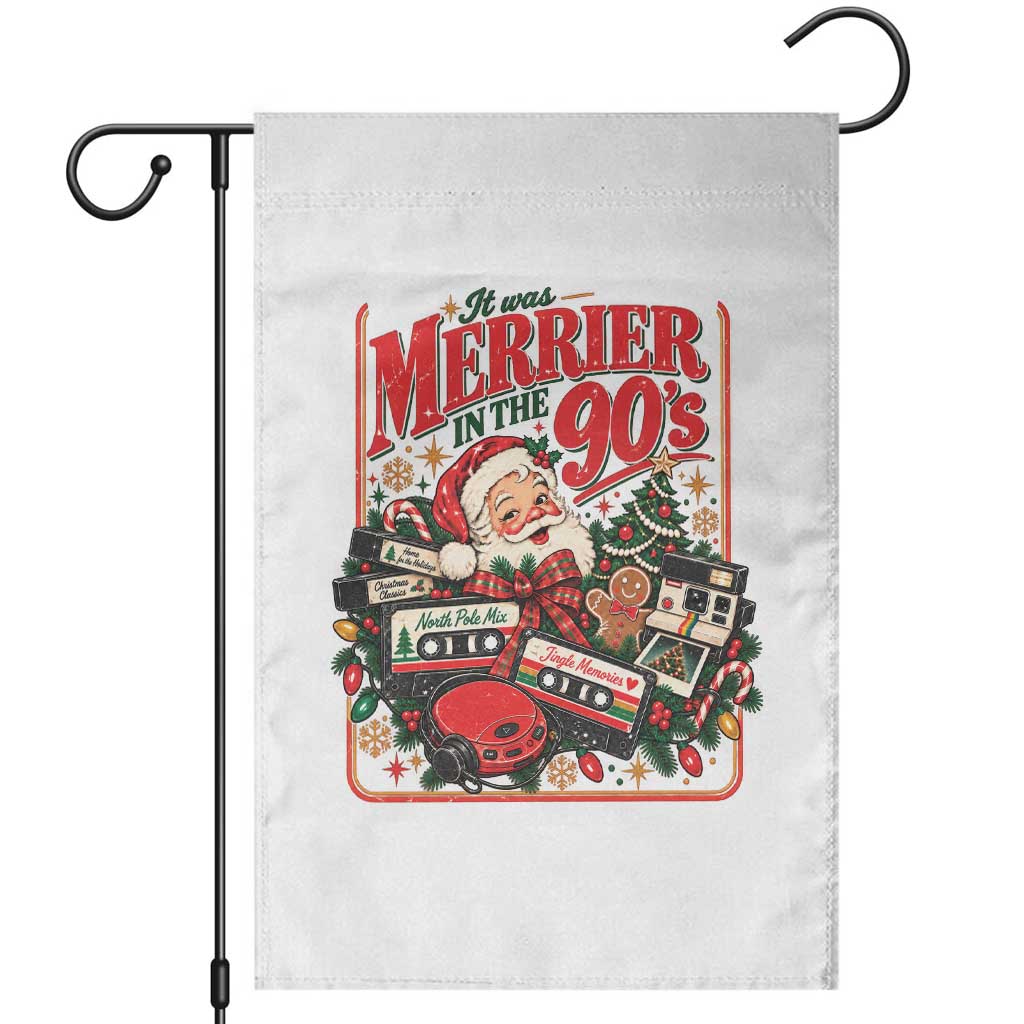 It Was Merrier In The 90s Nostalgic Christmas Garden Flag Retro Xmas Cassette Tape