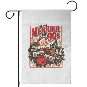 It Was Merrier In The 90s Nostalgic Christmas Garden Flag Retro Xmas Cassette Tape