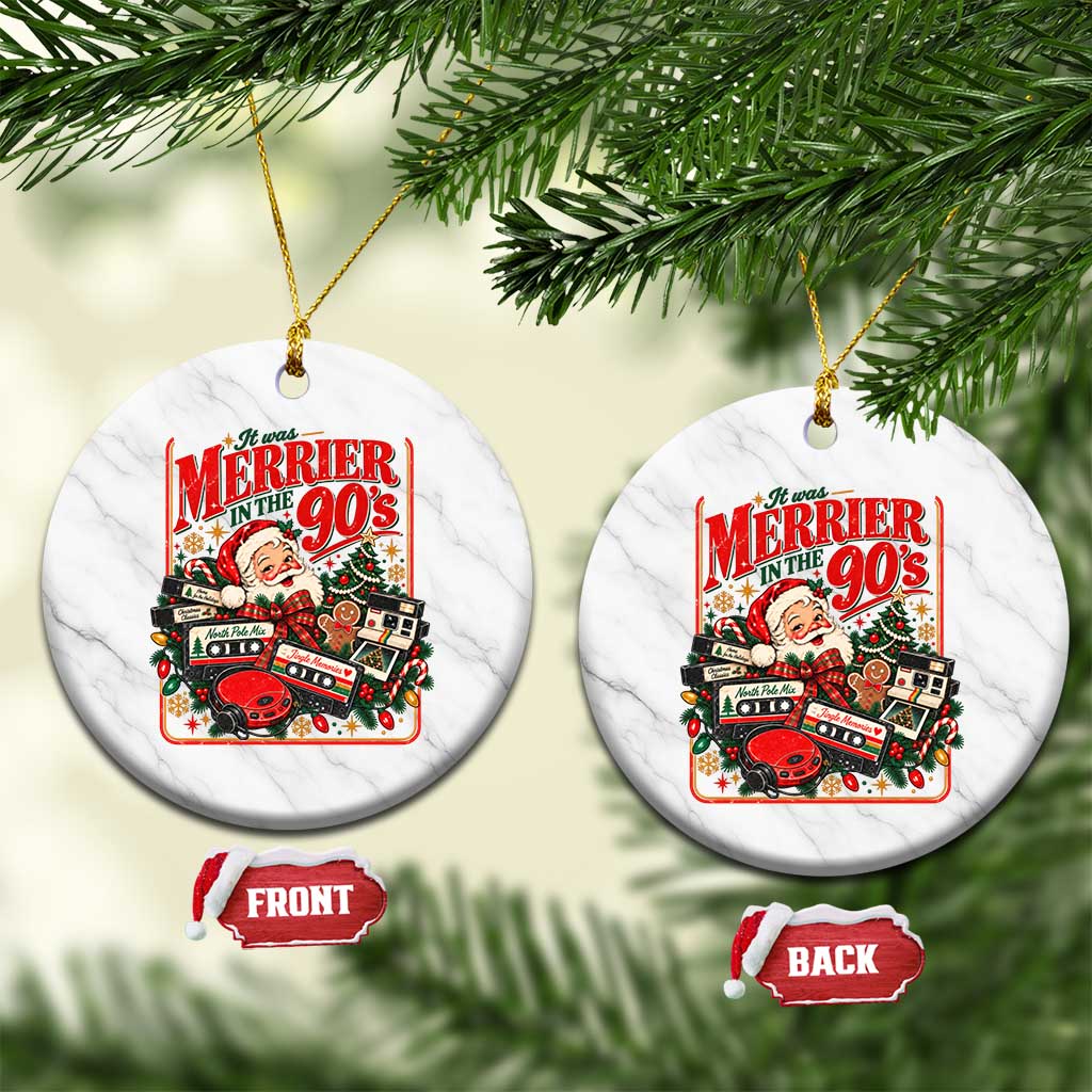 It Was Merrier In The 90s Nostalgic Christmas Ceramic Ornament Retro Xmas Cassette Tape