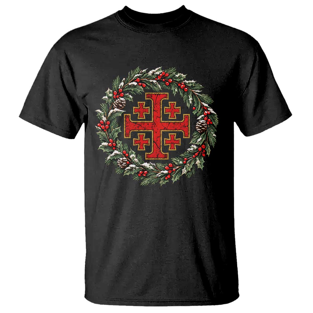 Christmas Catholic Knight Templar Crusader Cross T Shirt Xmas Medieval Humor