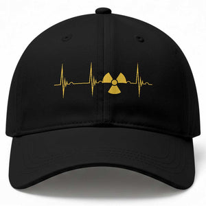 Radiology Tech Heartbeat ECG Pulse Trefoil Radiation Symbol Baseball Cap