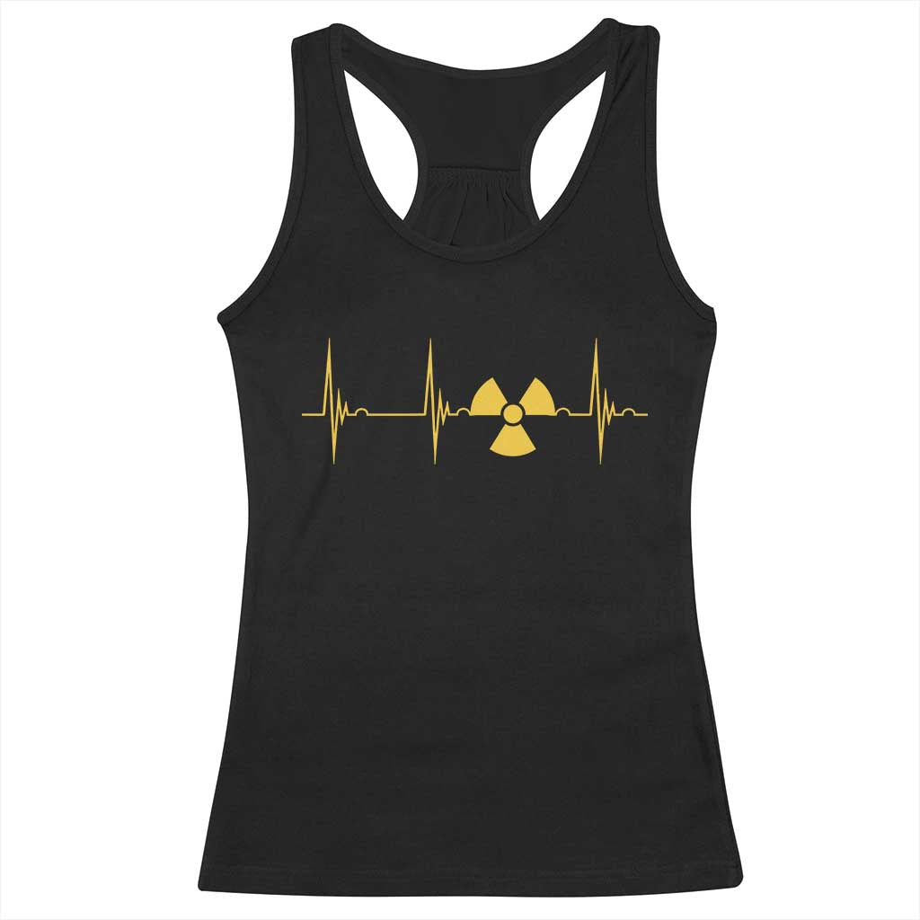 Radiology Tech Heartbeat ECG Pulse Trefoil Radiation Symbol Racerback Tank Top