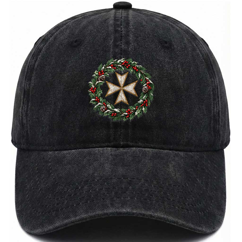 Christmas Knights Hospitaller Washed Cotton Baseball Cap Vintage Maltese Cross Xmas Medieval Catholic Christian