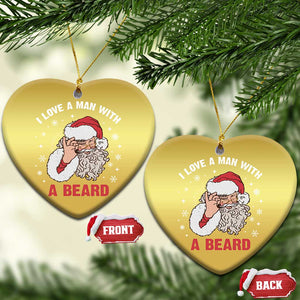 Funny Xmas Santa Christmas Ornament I Love A Man With A Beard Snowflake TS11 Heart Gold Print Your Wear