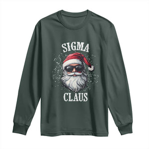 Funny Christmas Santa Long Sleeve Shirt Sigma Claus Cool Santa The Rizzler Meme TS11 Dark Forest Green Print Your Wear