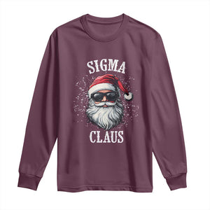 Funny Christmas Santa Long Sleeve Shirt Sigma Claus Cool Santa The Rizzler Meme TS11 Maroon Print Your Wear