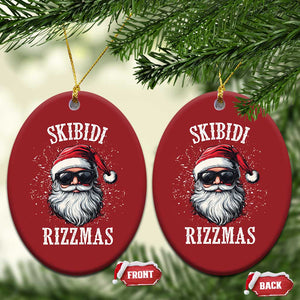 Funny Xmas Santa Christmas Ornament Skibidi Rizzmas Charisma Rizz Santa Claus TS11 Oval Red Print Your Wear