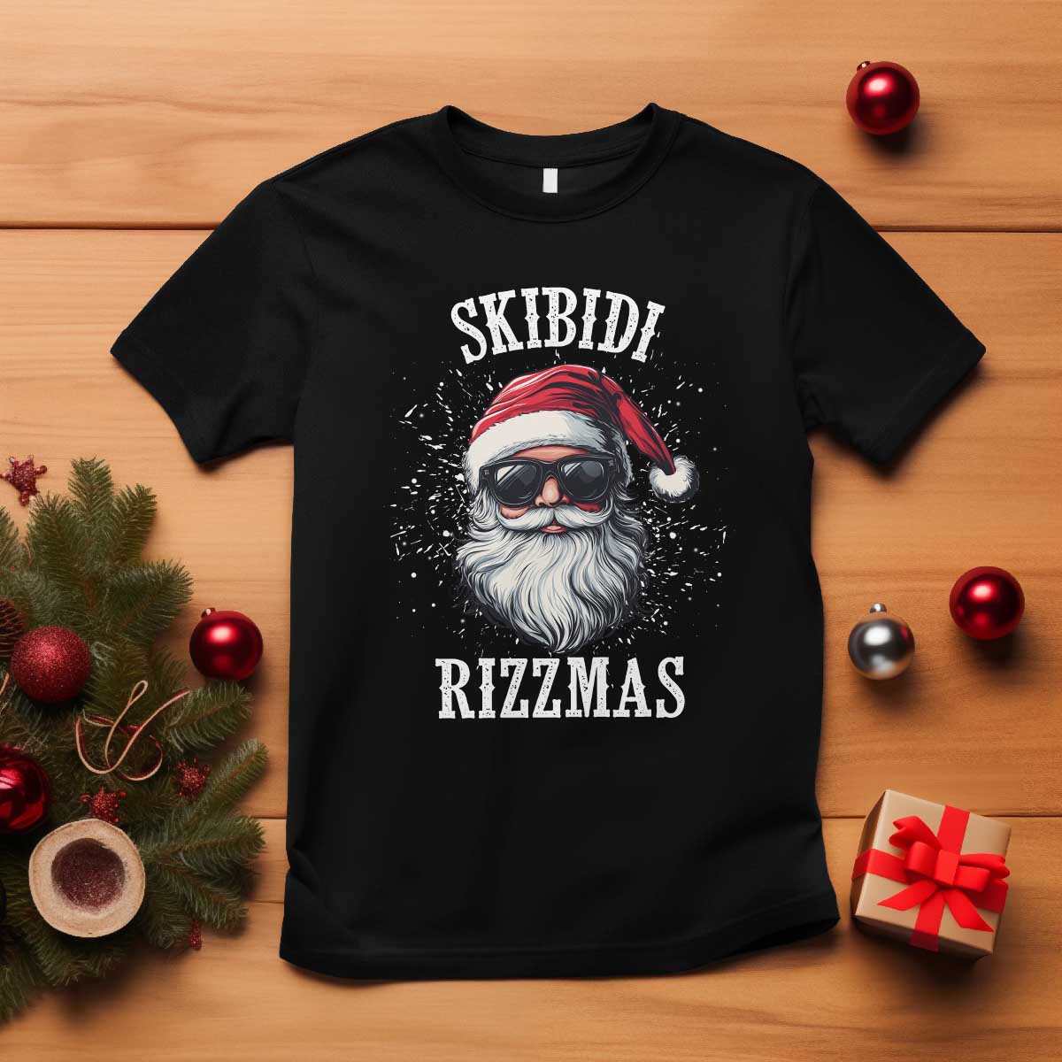 Funny Christmas Santa T Shirt Skibidi Rizzmas Charisma Rizz Santa Claus TS11 Black Print Your Wear