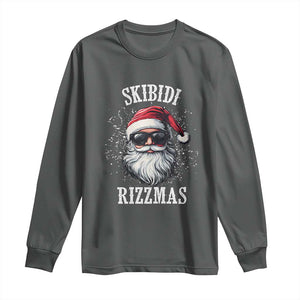 Funny Christmas Santa Long Sleeve Shirt Skibidi Rizzmas Charisma Rizz Santa Claus TS11 Dark Heather Print Your Wear