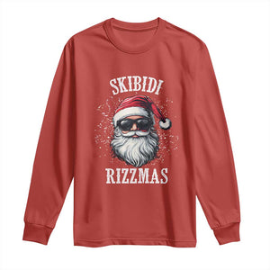 Funny Christmas Santa Long Sleeve Shirt Skibidi Rizzmas Charisma Rizz Santa Claus TS11 Red Print Your Wear