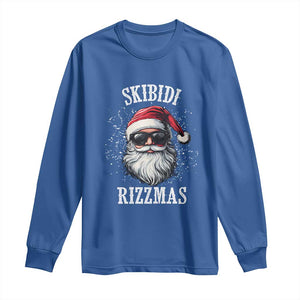 Funny Christmas Santa Long Sleeve Shirt Skibidi Rizzmas Charisma Rizz Santa Claus TS11 Royal Blue Print Your Wear