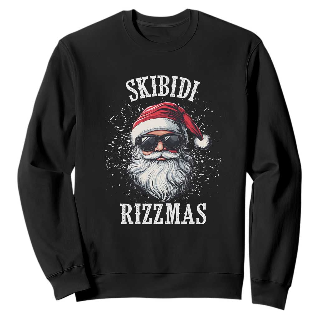 Funny Christmas Santa Sweatshirt Skibidi Rizzmas Charisma Rizz Santa Claus TS11 Black Print Your Wear