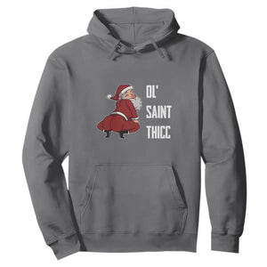 Funny Christmas Naughty Santa Hoodie Ol' Saint Thicc Kiss My Ass TS11 Charcoal Print Your Wear