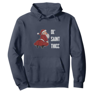 Funny Christmas Naughty Santa Hoodie Ol' Saint Thicc Kiss My Ass TS11 Navy Print Your Wear