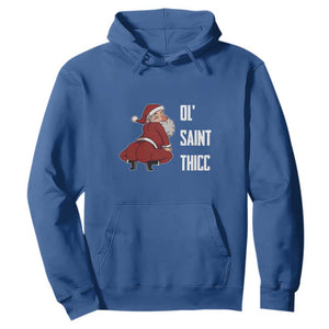 Funny Christmas Naughty Santa Hoodie Ol' Saint Thicc Kiss My Ass TS11 Royal Blue Print Your Wear